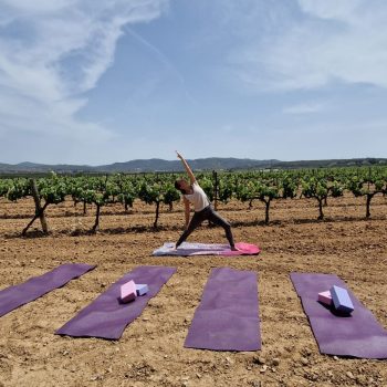 yoga among vineyard